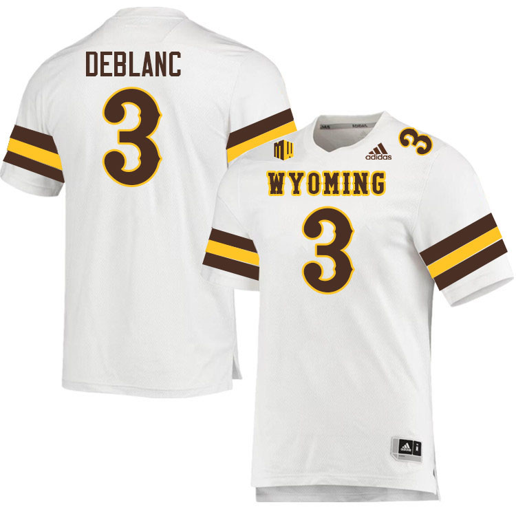 #3 Deion Deblanc Wyoming Cowboys Jersey College Football Uniforms,Gears,Jerseys-White